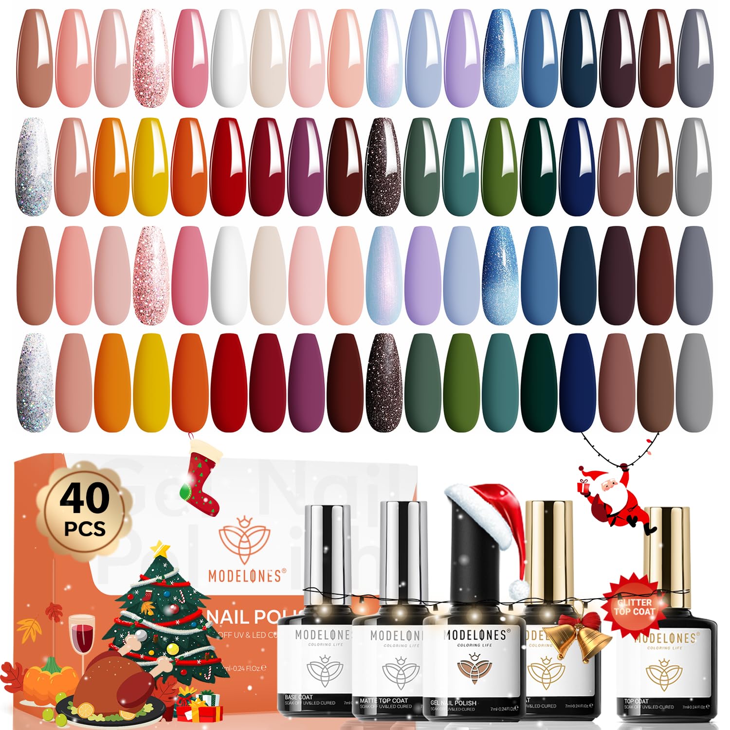 Colors Thanksgiving Nude Brown Green Red Gel Polish White